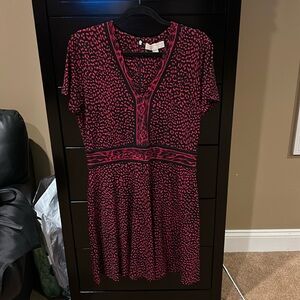 Michael Kors v neck dress red and black, size large, gently used.